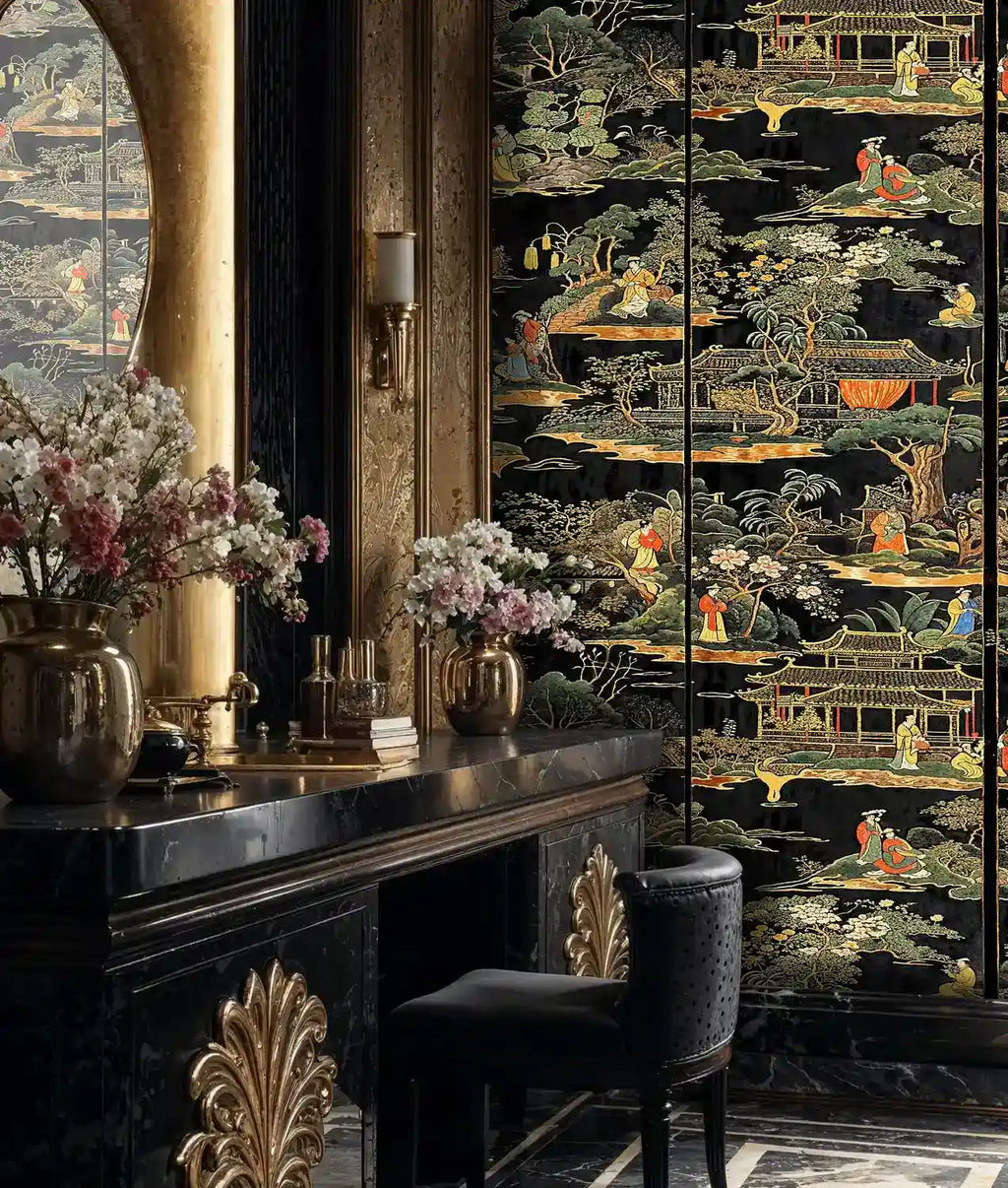 Chinese Garden Scene Wall Mural by Atelier Merien