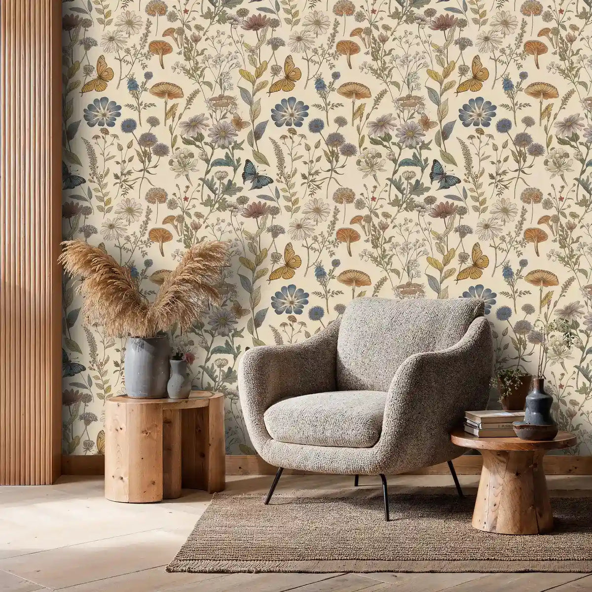 Wildflower Meadow with Butterflies Wallpaper