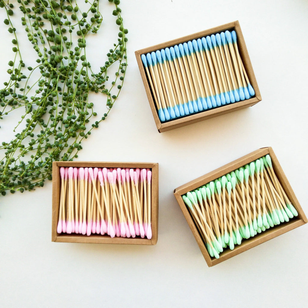 Organic Biodegradable Bamboo Cotton Buds - Zero Waste Plastic Free Bamboo Cotton Q-tips - Eco Friendly Sustainable Bamboo Swabs - 200 Pack