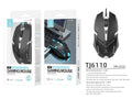 Techancy Rato Para Jogos Com Fios Usb  TJ6110, Botões 4d Dpi Ajustável (800-2400), Efeito De Luz De Respiração De 7 Cores.