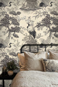 Japanese Crane Toile Wallpaper