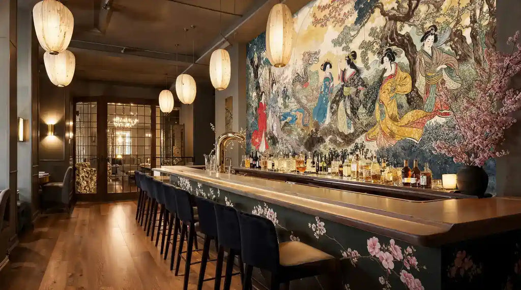 Japanese Geisha Dragon Garden Wall Mural