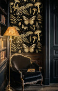 Enchanted Forest Wallpaper in Black and Gold