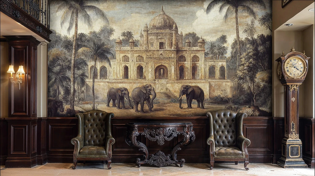 Indian Palace with Elephants Wall Mural