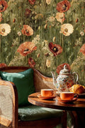 Vintage Poppy Meadow Wallpaper